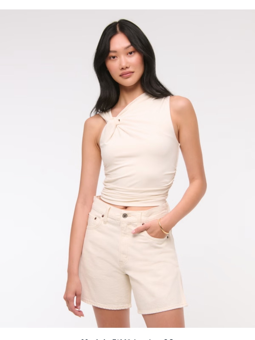 Abercrombie & Fitch High Rise Loose Cream Denim Short